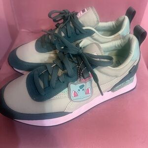 Pokemon Bulbasor Mint Green and Teal Sneakers with Charm